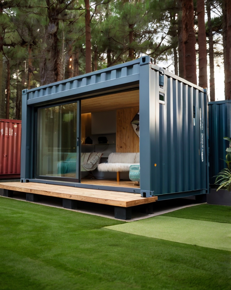 Stock Photography container house with artificial grass accent 0