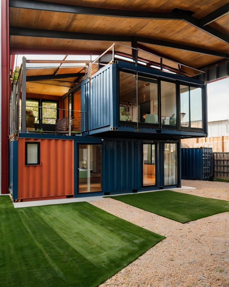 Stock Photography container house with artificial grass accent 1