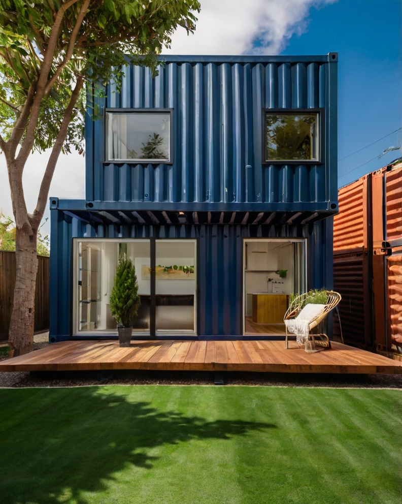 Stock Photography container house with artificial grass accent 2