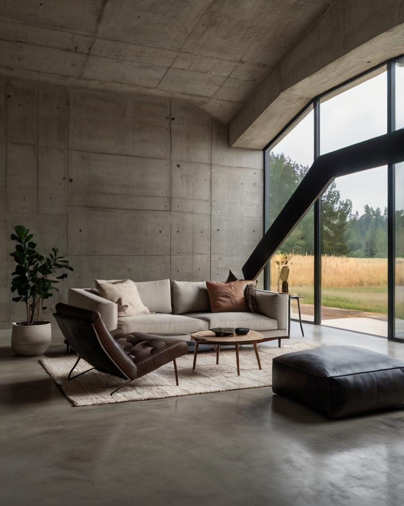 Stock Photography minimalist concrete house with Farmhouse Liv 0