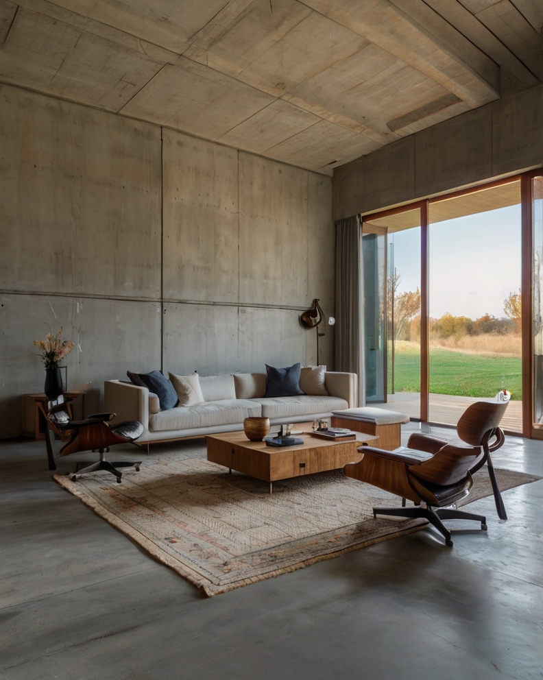 Stock Photography minimalist concrete house with Farmhouse Liv 3