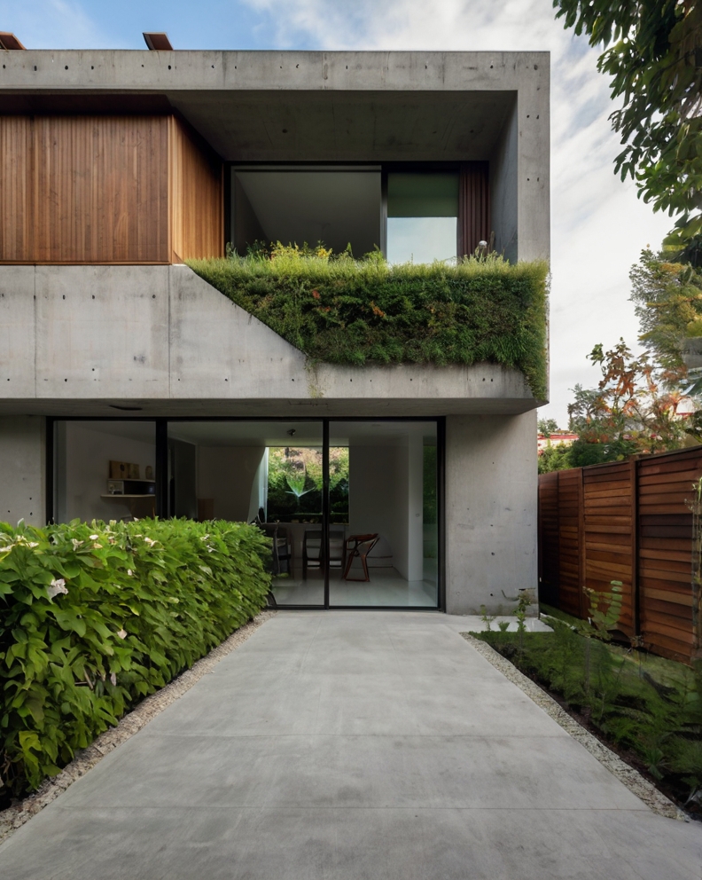 Stock Photography minimalist concrete house with small front y 0