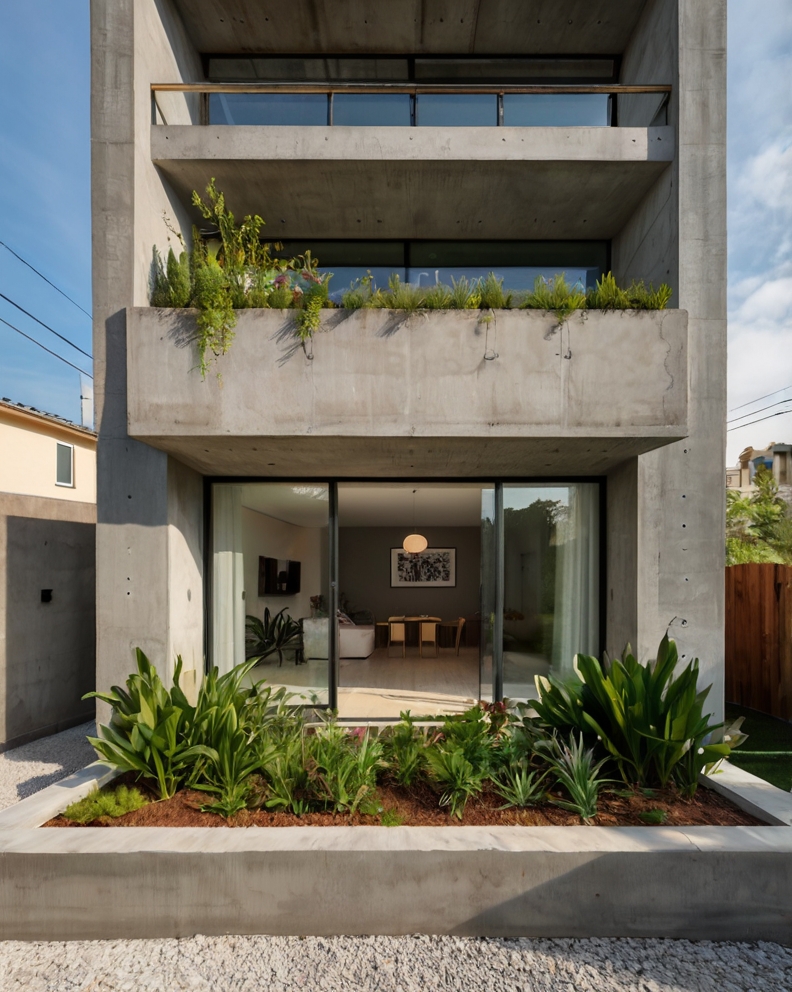 Stock Photography minimalist concrete house with small front y 1