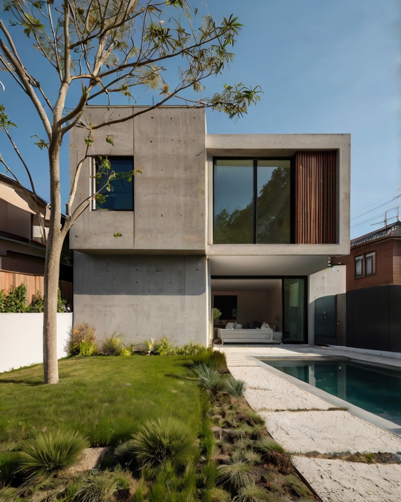 Stock Photography minimalist concrete house with small front y 2 (2)