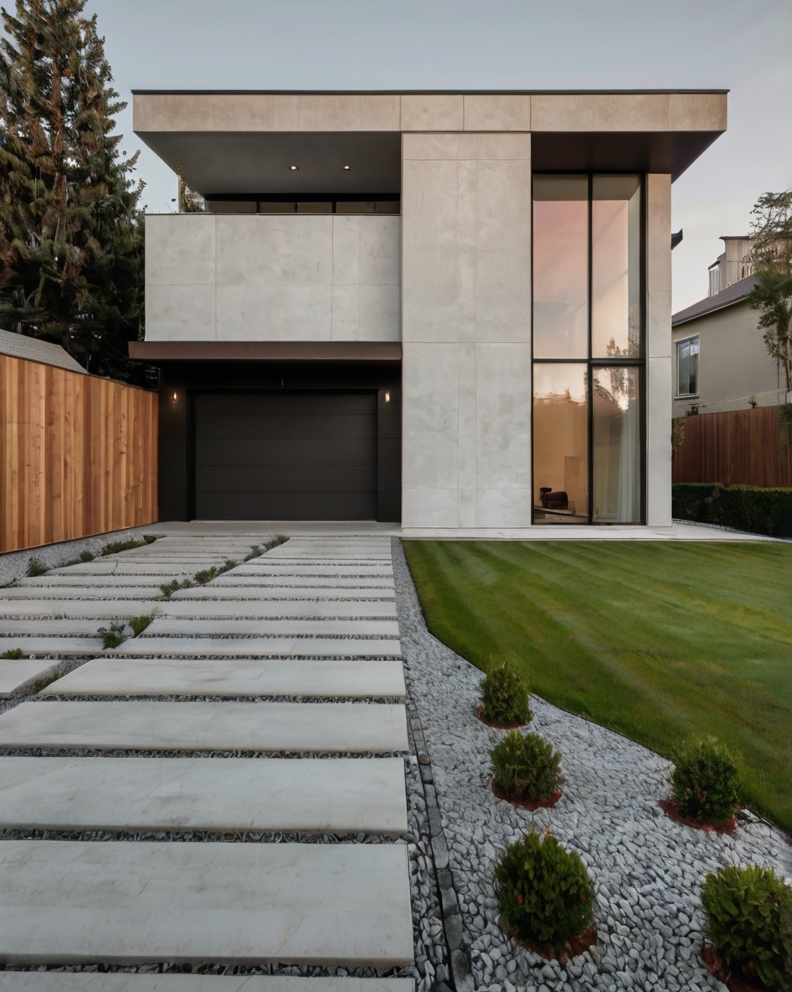 Stock Photography minimalist house with Front Yard 0