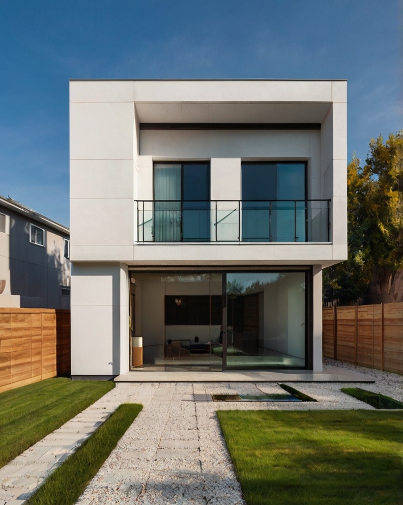 Stock Photography minimalist house with Front Yard 2