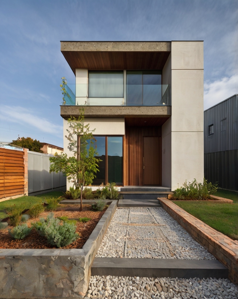 Stock Photography minimalist house with Front Yard Recycled Ma 2