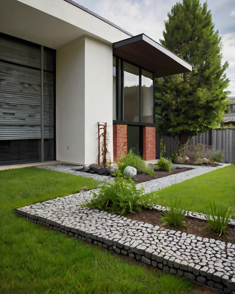 Stock Photography minimalist house with Front Yard Recycled Ma 3