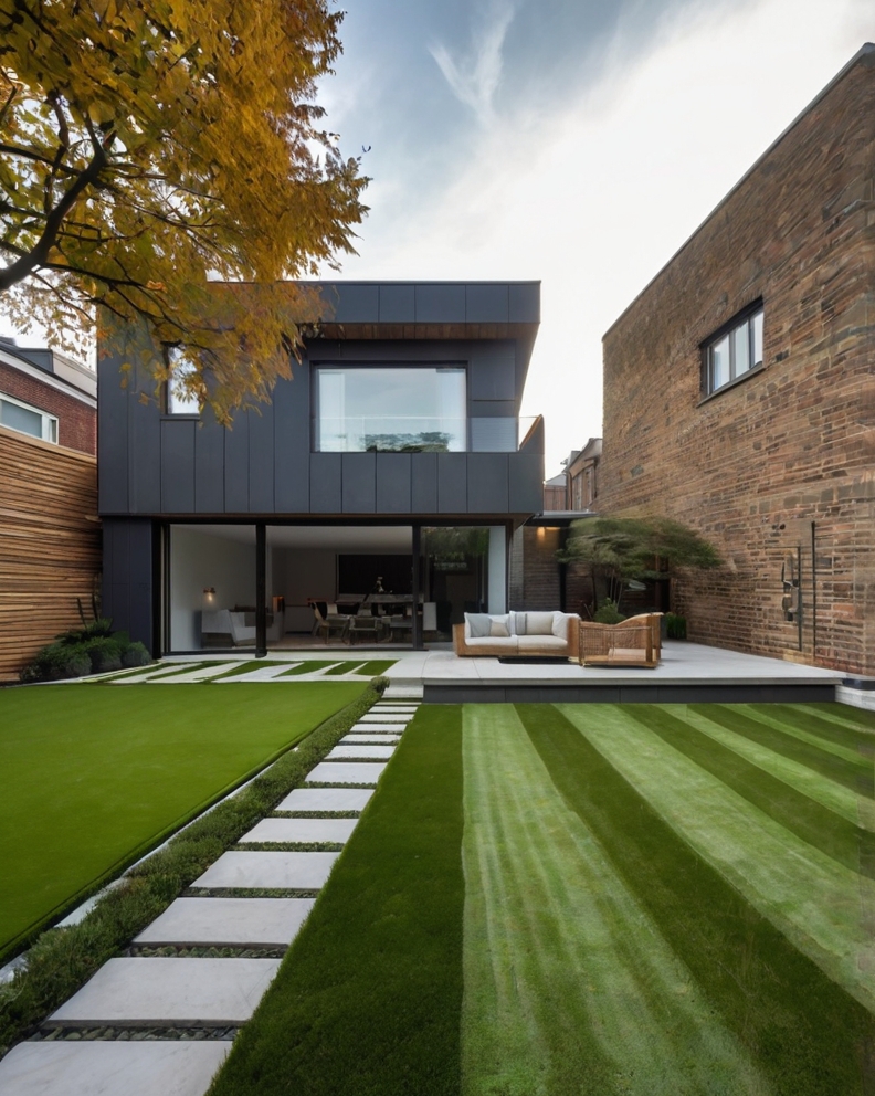 Stock Photography minimalist house with artificial grass and C 0