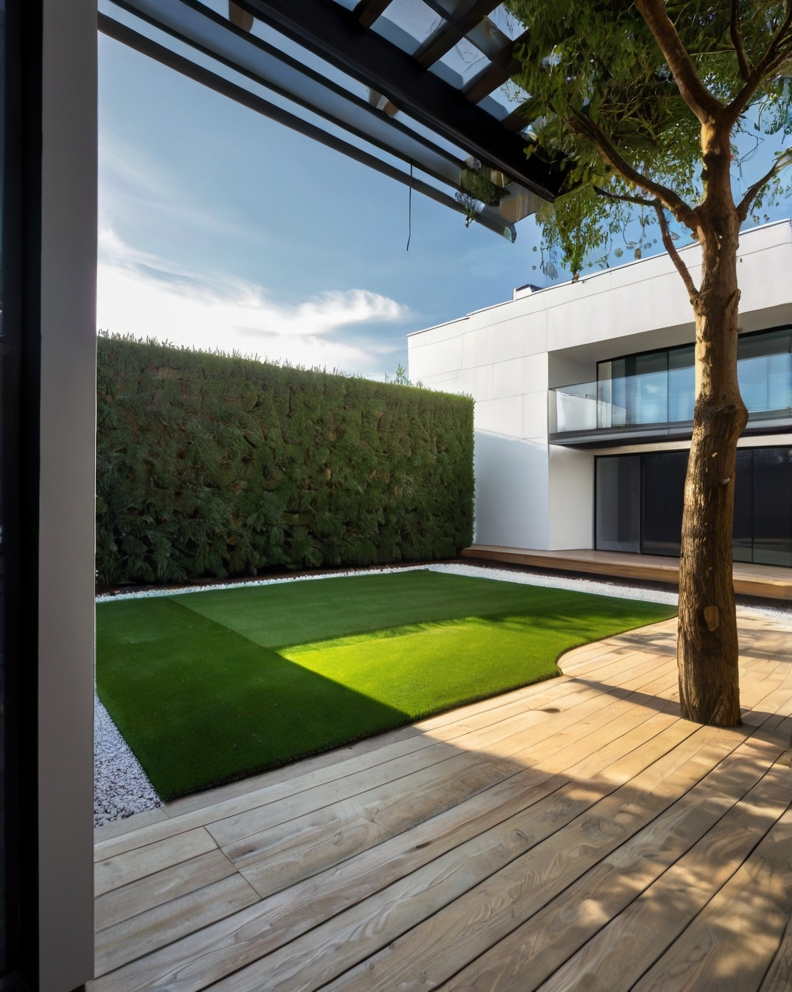 Stock Photography minimalist house with artificial grass and C 2