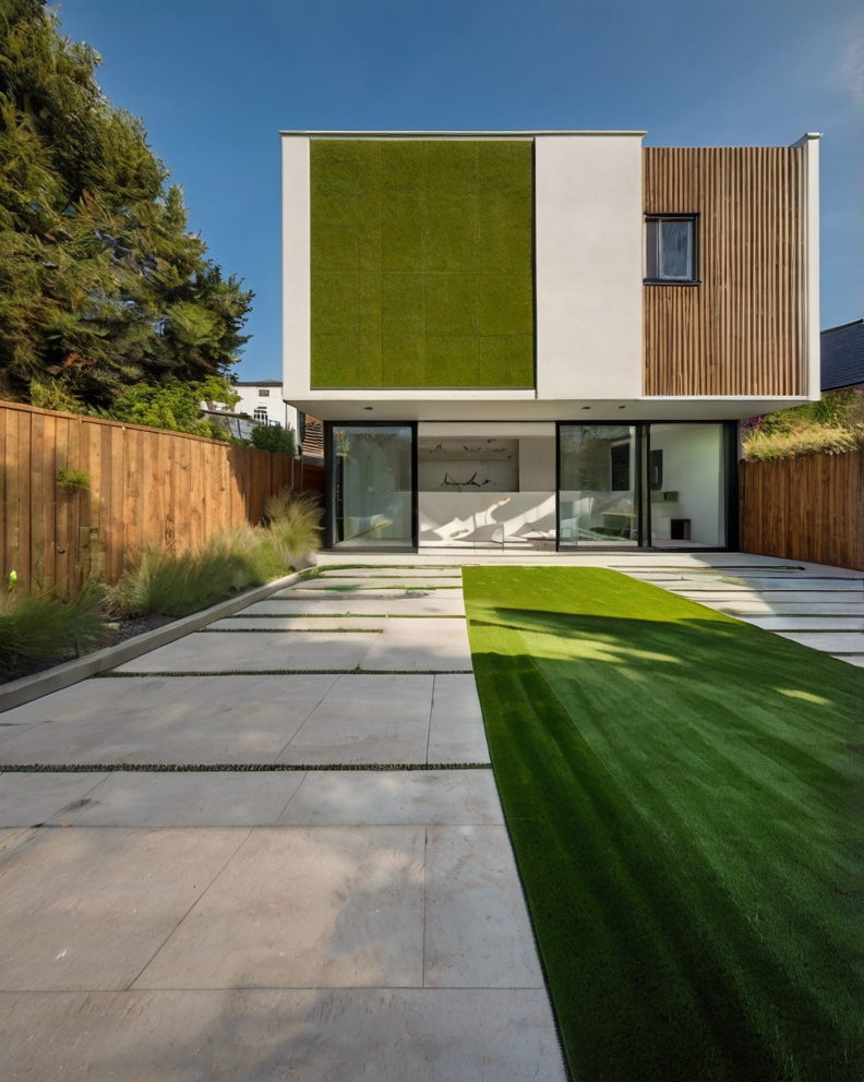 Stock Photography minimalist house with artificial grass and C 3