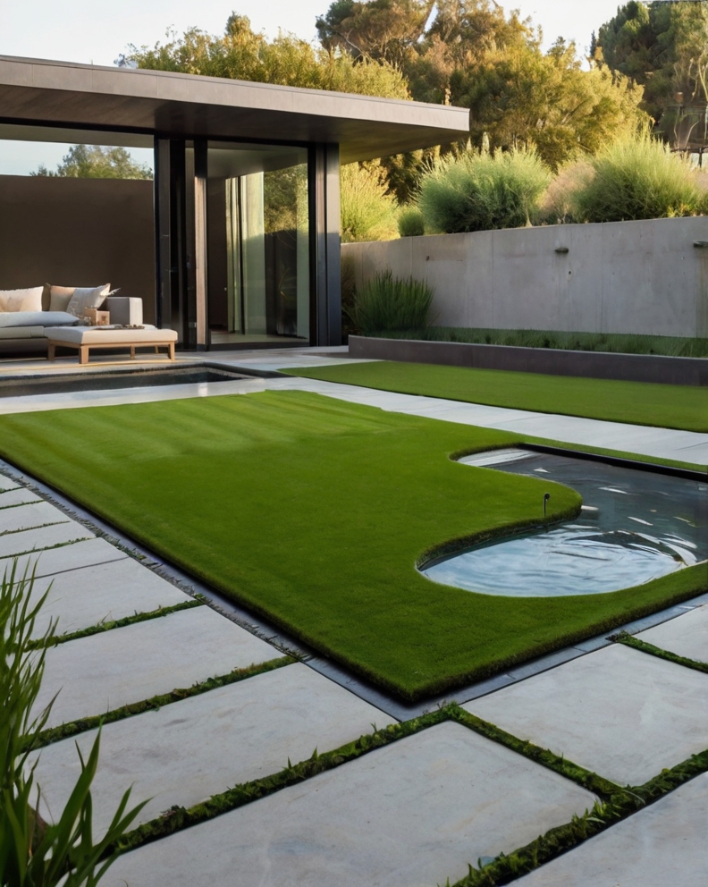 Stock Photography minimalist house with artificial grass and I 2