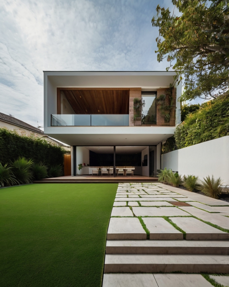 Stock Photography minimalist house with artificial grass and M 0