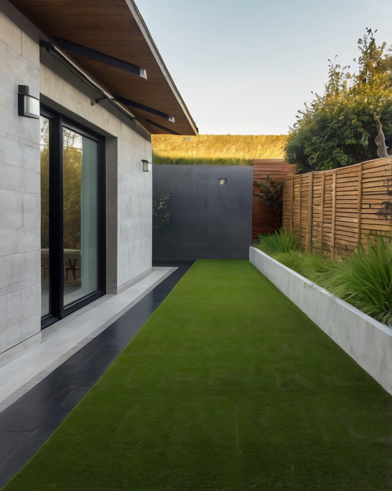 Stock Photography minimalist house with artificial grass and M 2