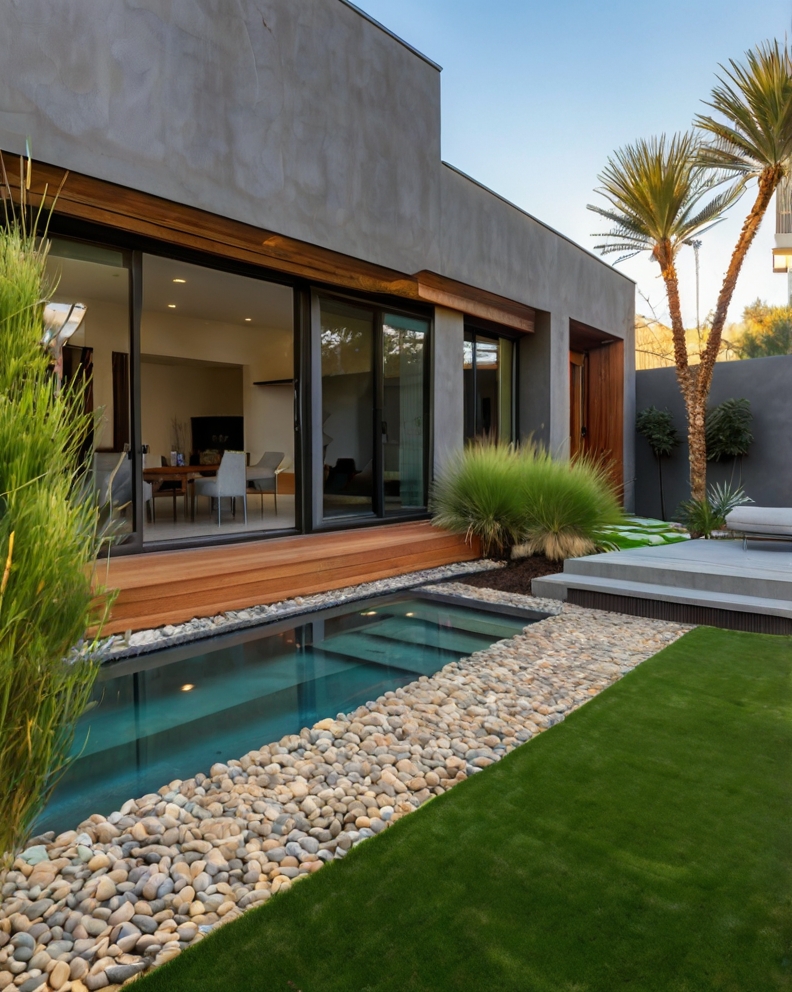 Stock Photography modern house with artificial grass accents a 0