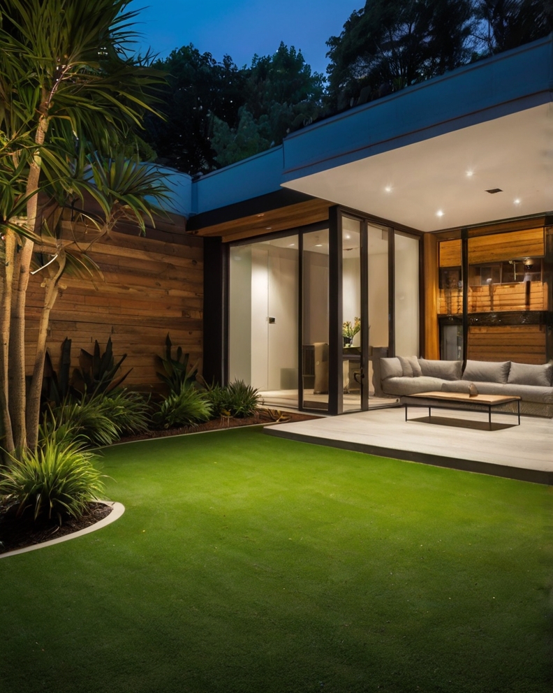 Stock Photography modern house with artificial grass and Light 0