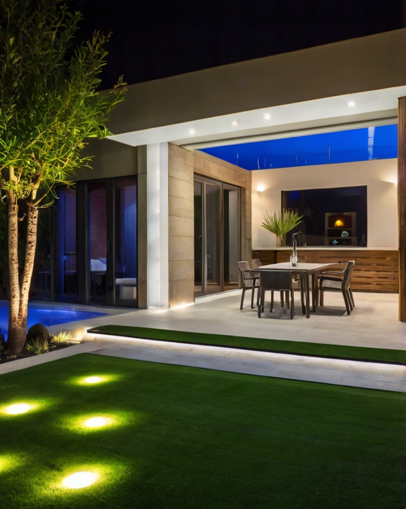 Stock Photography modern house with artificial grass and Light 2