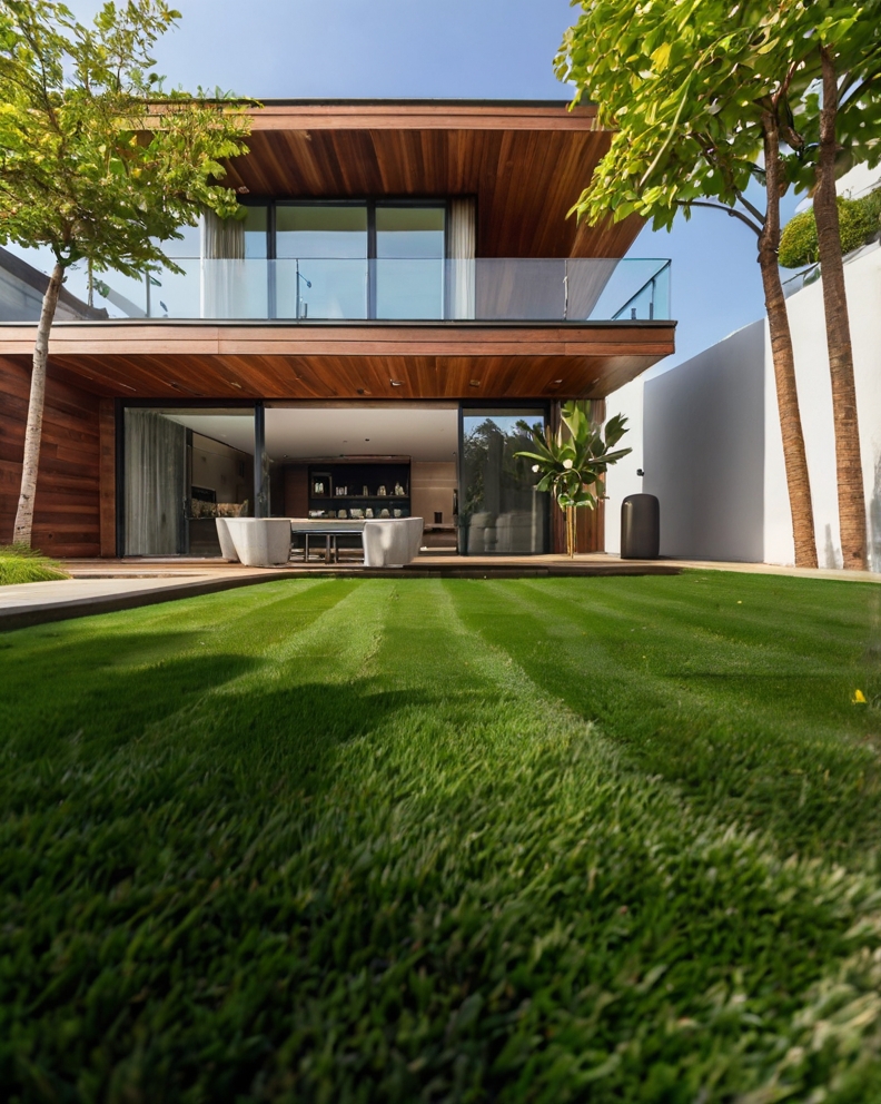 Stock Photography modern house with artificial grass and seaso 0