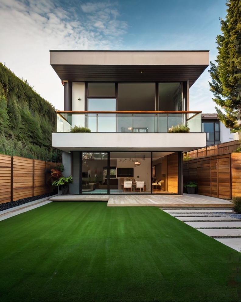 Stock Photography modern house with artificial grass and seaso 1