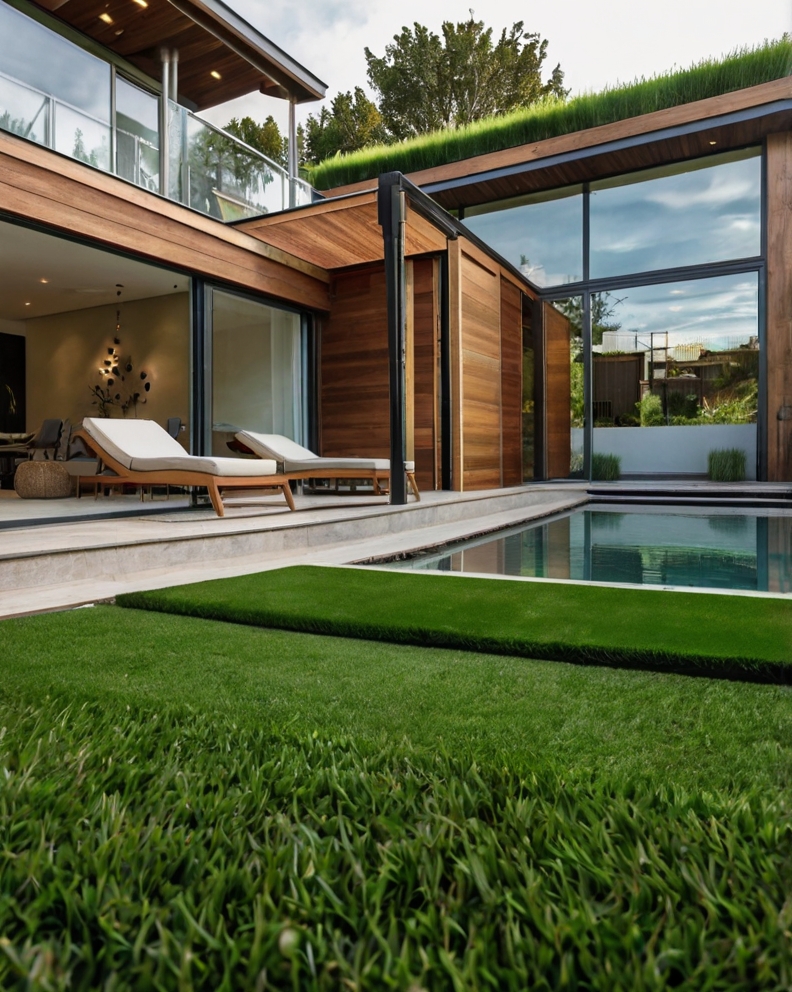 Stock Photography modern house with artificial grass and seaso 2