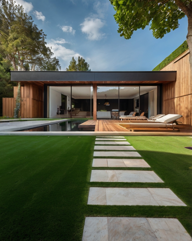 Stock Photography modern house with artificial grass and seaso 3