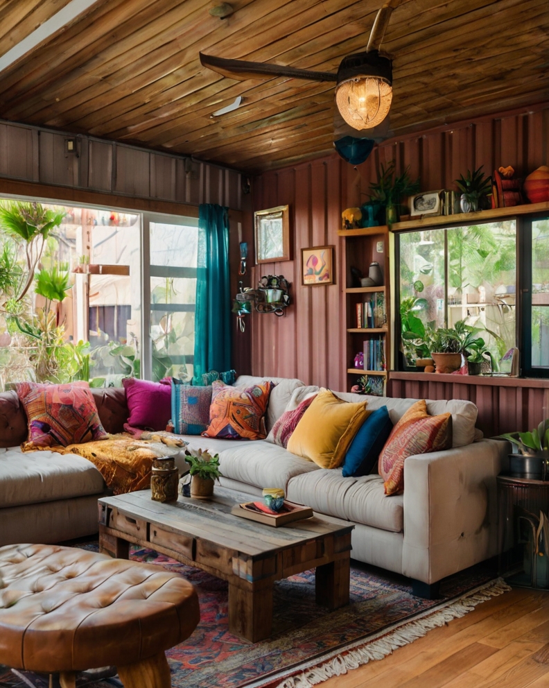 Stock Photography container house with boho living room decor 0